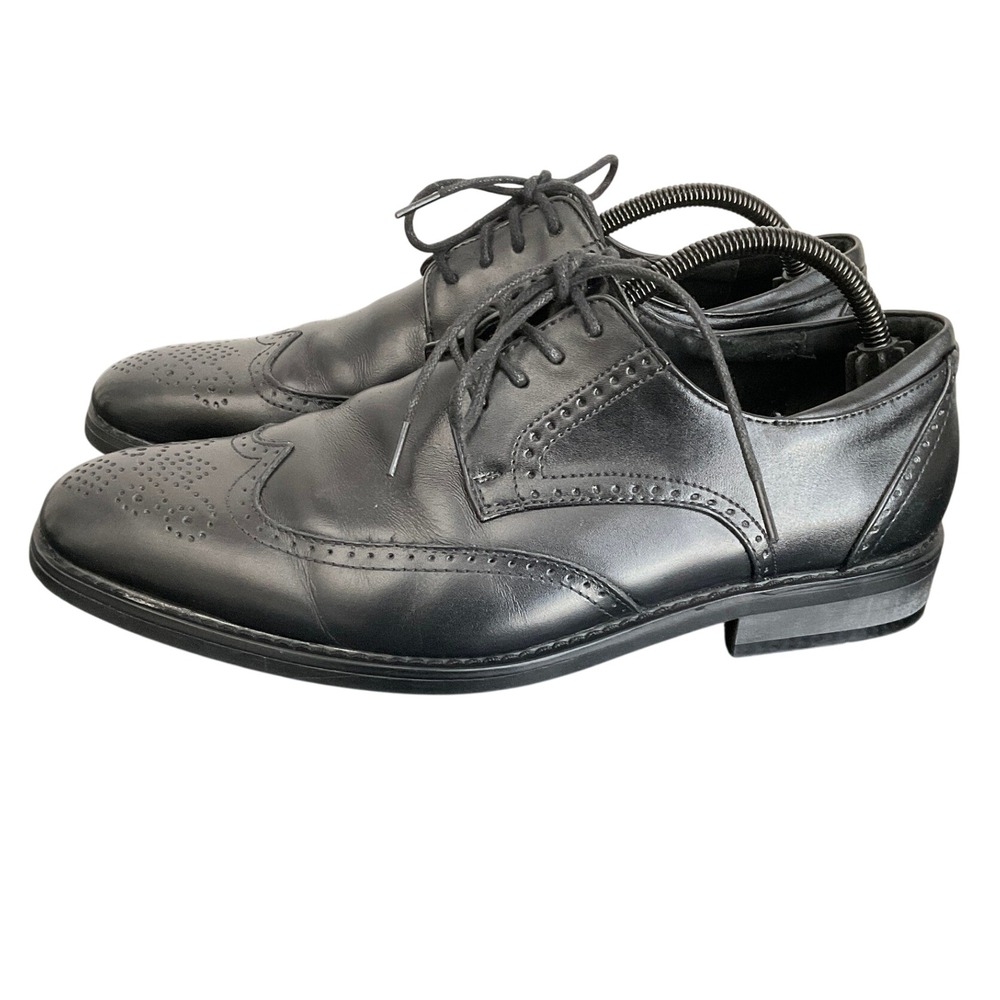 Joseph Abboud Mens Black Leather Wingtip Brogue Oxford Dress Shoes 9.5 D K125B